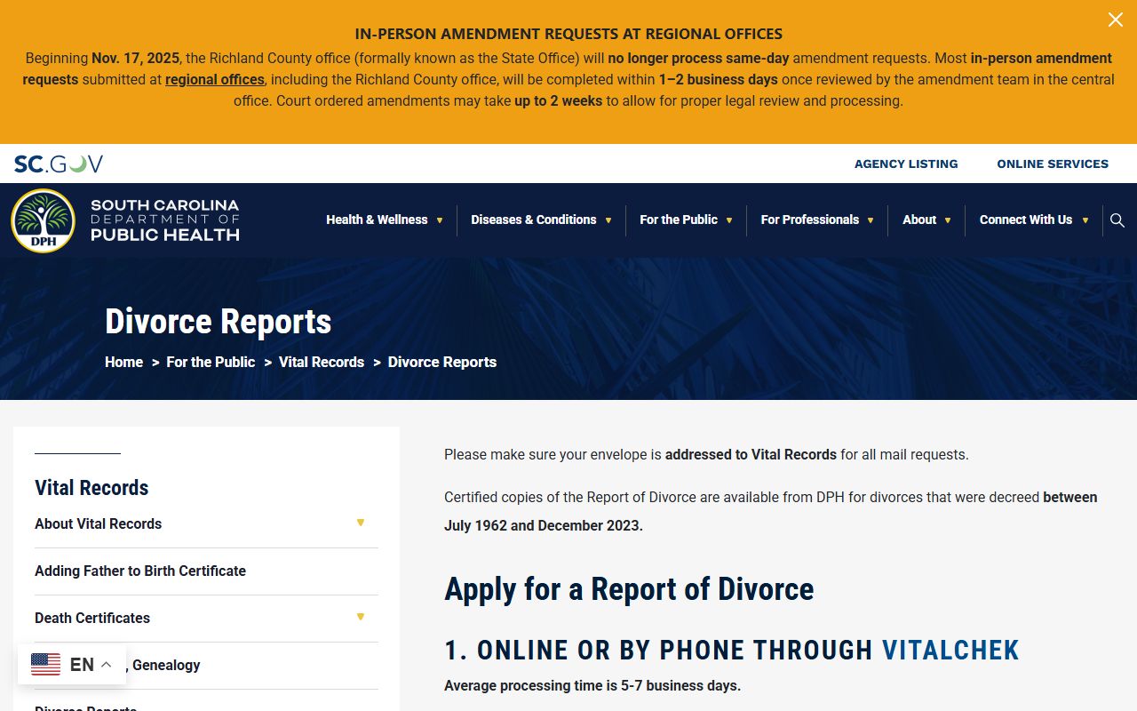 Lancaster County Clerk of Court records divorce report versus decree