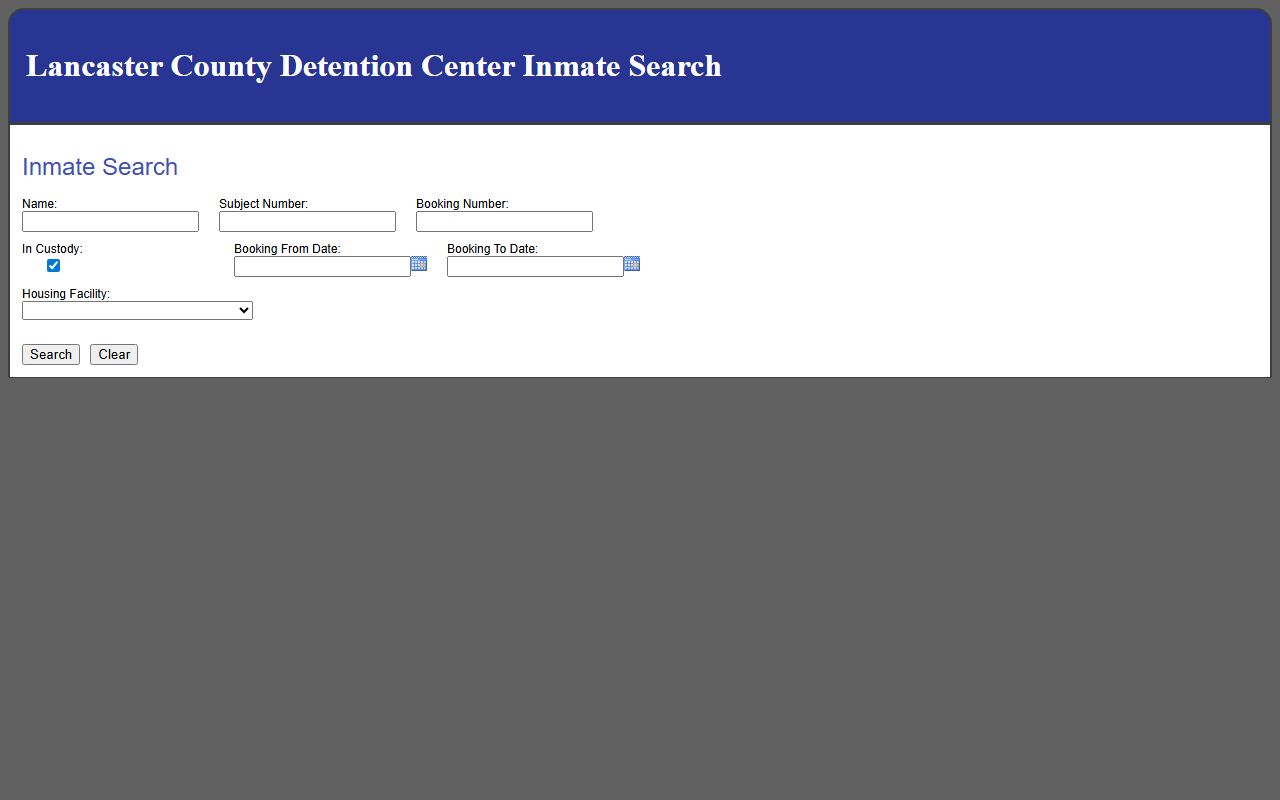 Lancaster County arrest records inmate search portal