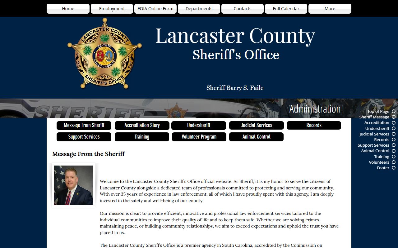 Lancaster County arrest records Sheriff's administration records