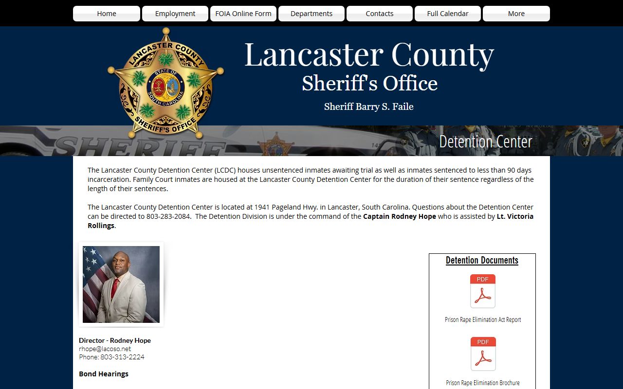Lancaster County arrest records detention page