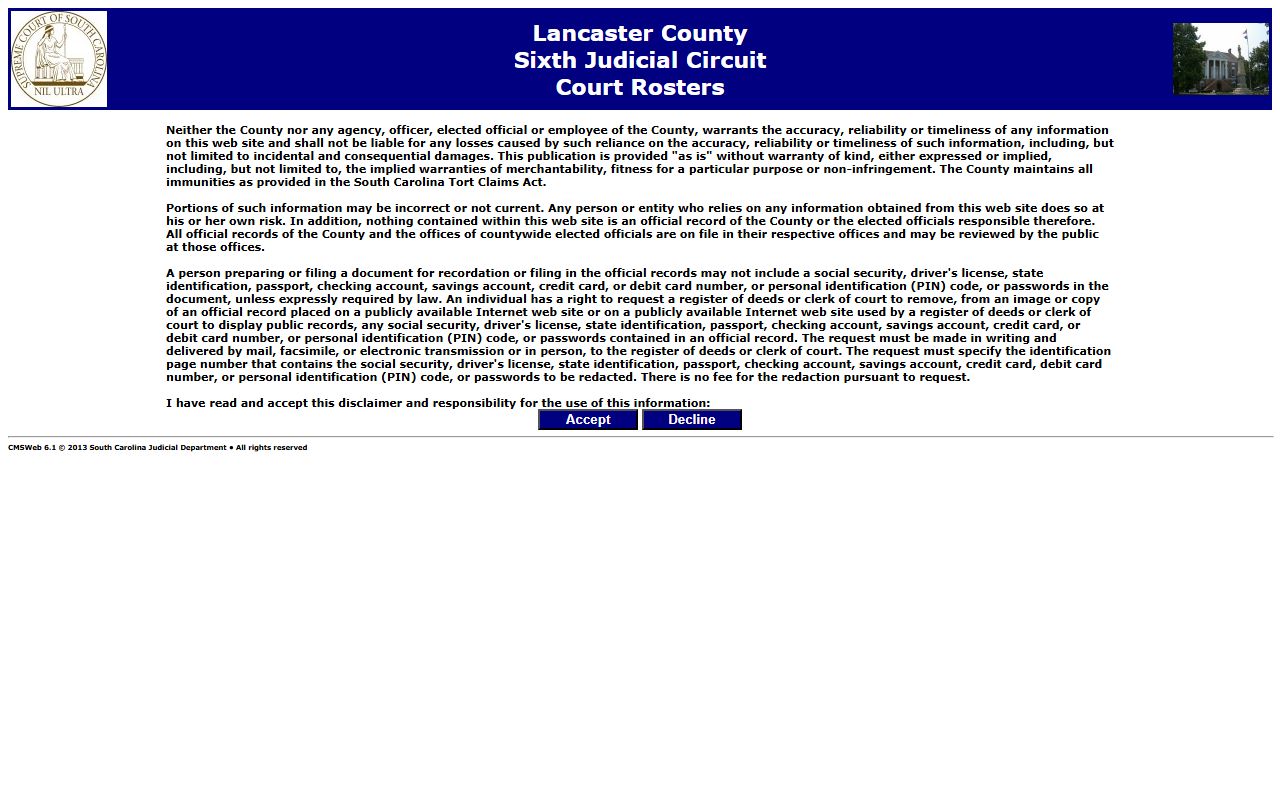 Lancaster County court dockets official court roster endpoint