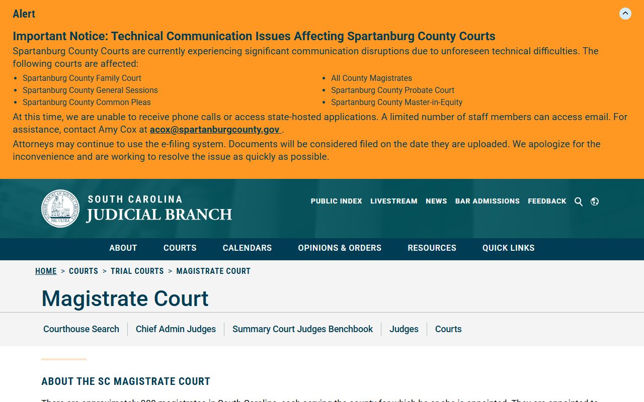 Lancaster County court records Magistrate Court jurisdiction page