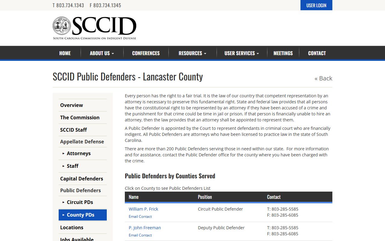 Lancaster County criminal court records public defender directory