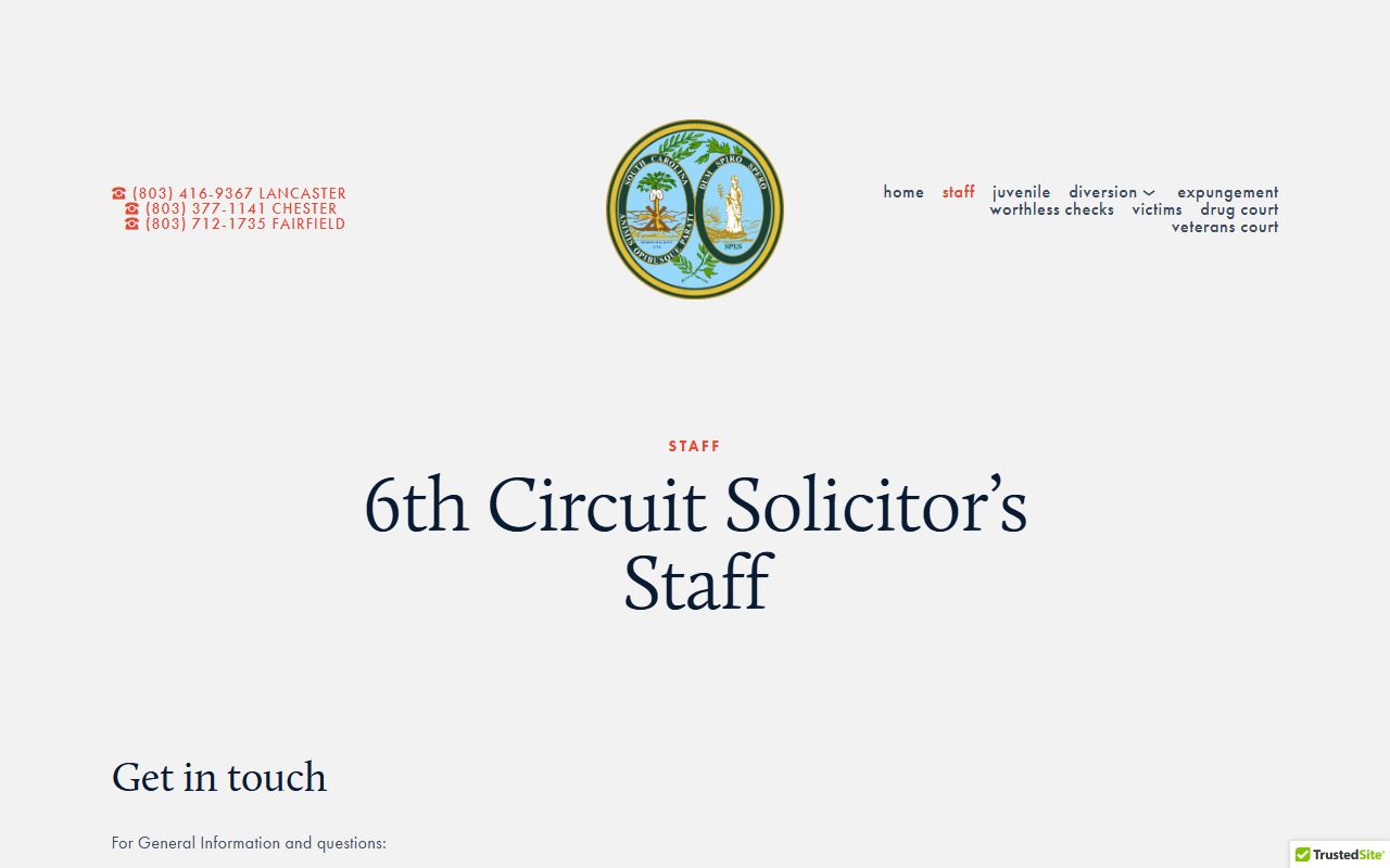Lancaster County criminal court records Sixth Circuit Solicitor staff
