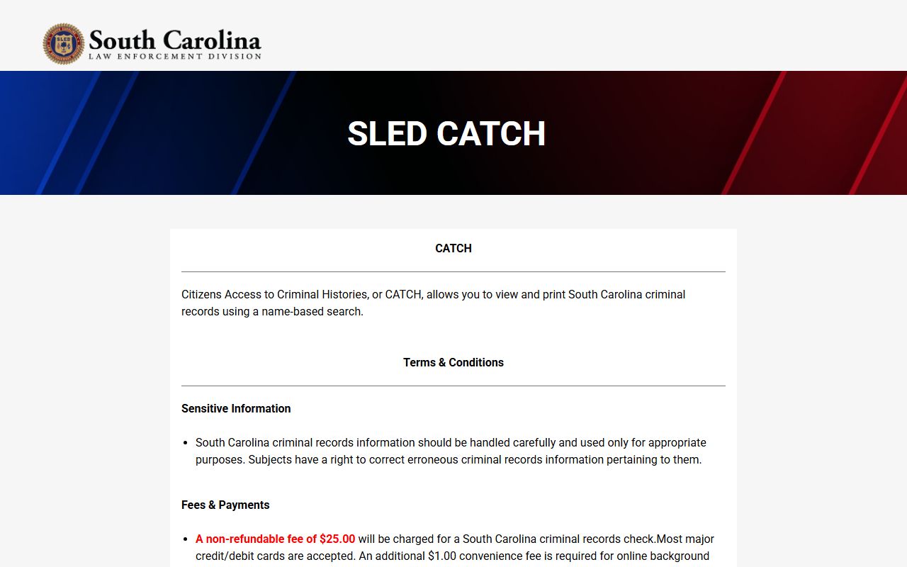 Lancaster County criminal court records SLED CATCH search