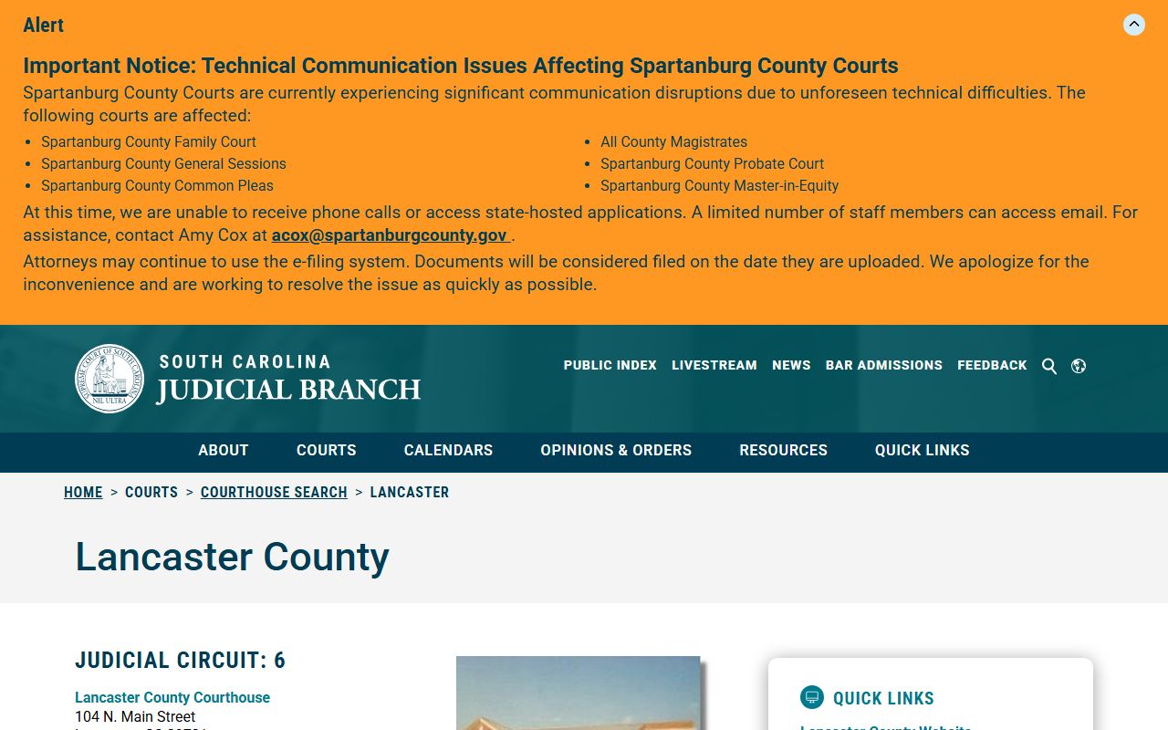 Lancaster County court records Judicial Branch courthouse listing