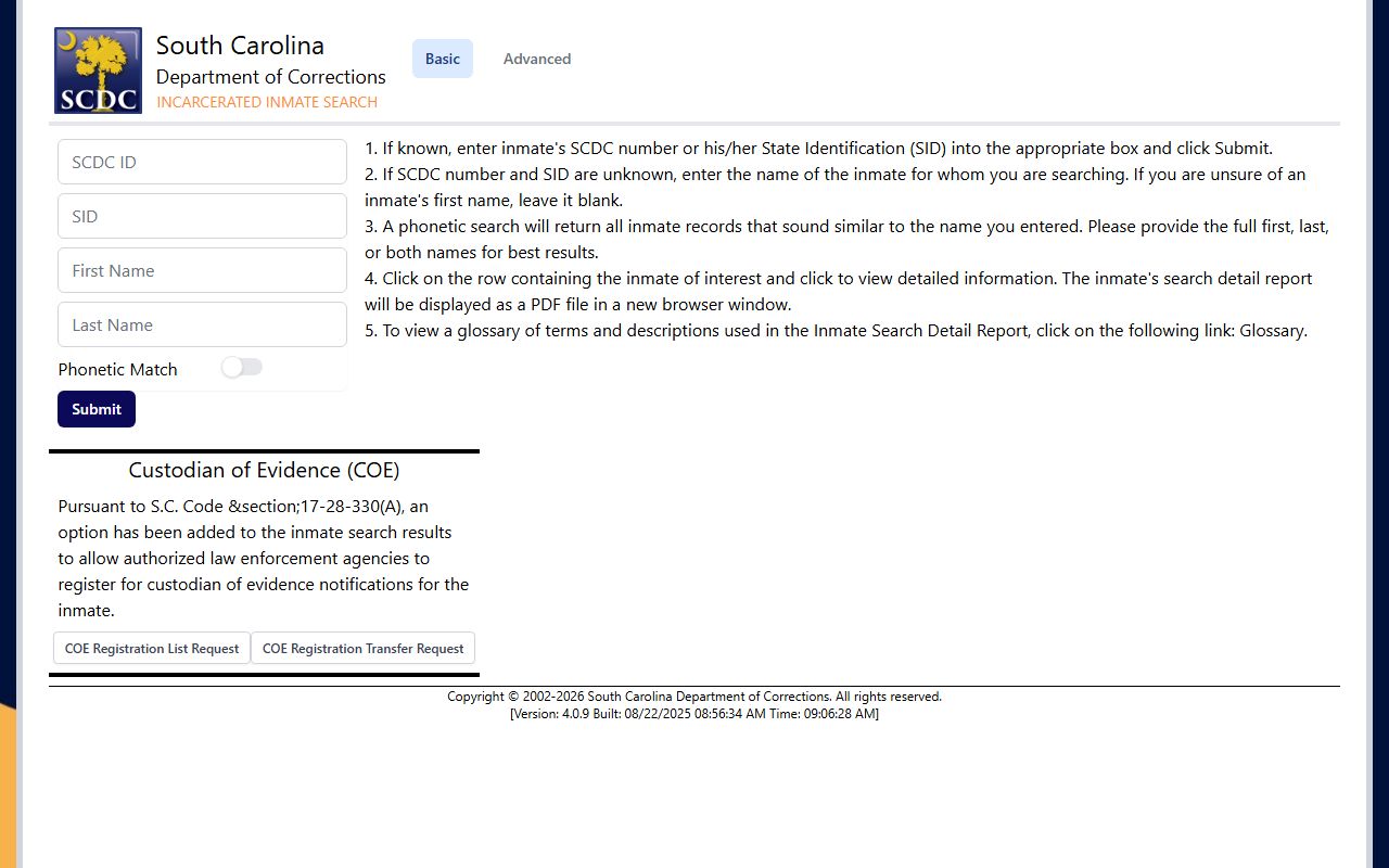 Lancaster County inmate records SCDC online inmate search