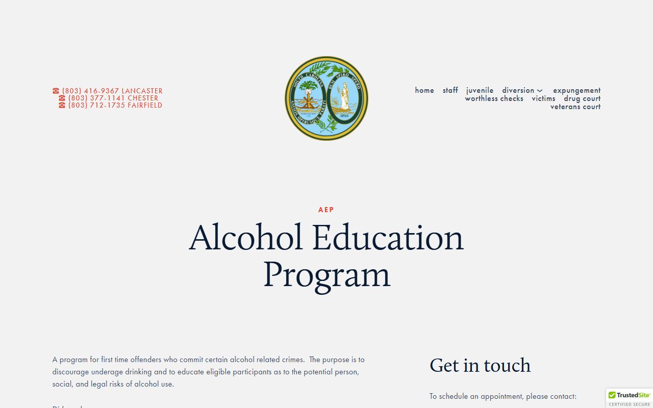 Lancaster County traffic court records Alcohol Education Program page